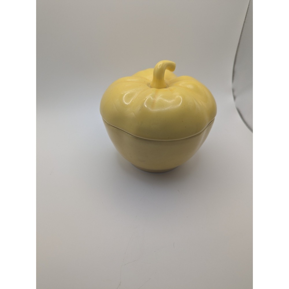 Vintage Yellow Bell Pepper California‎ Pottery Canister With Lid 5.5" Tall